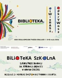 Plakat Tygodnia Bibliotek 2026 z podziękowaniem biblioteki dla uczestników obchodów